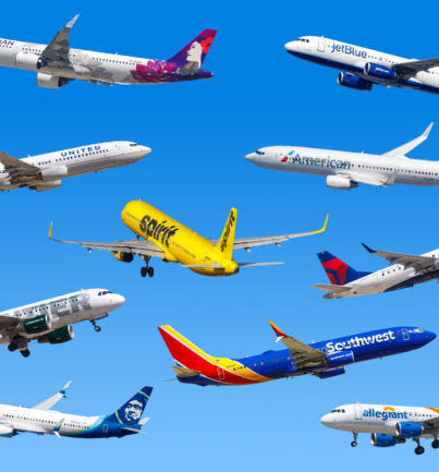 New York City, New York - March 1, 2020: Different airplanes at New York airport (LEJ) in the United States.